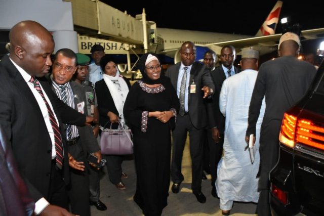 Aisha Buhari arriving Nigeria after spending 2 months medical vacation in London
