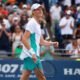 TORONTO, ON – AUGUST 13: Jannik Sinner of Italy reacts after winning his match against Alex De Minaur of Australia in the Singles Final during Day Seven of the National Bank Open, part of the Hologic ATP Tour, at Sobeys Stadium on August 13, 2023 in Toronto, Canada. Vaughn Ridley/Getty Images (Photo by Vaughn Ridley / GETTY IMAGES NORTH AMERICA / Getty Images via AFP)