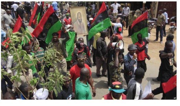 Biafra protesters celebrating the anniversary of Biafra