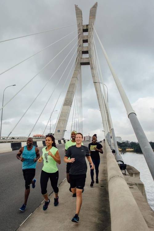 when zuckerberg visits another country he always makes sure to go for a run here he is jogging across the ikoyi bridge in lagos