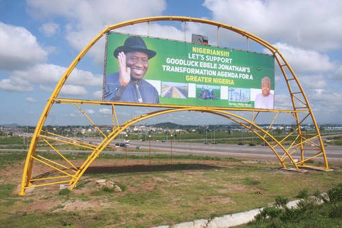 President Goodluck Jonathan bill board flood major roads in Abuja. pix By Femi Ipaye 6