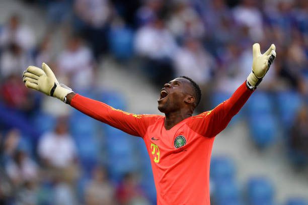 francis uzoho of nigeria celebrates after his teams first goal during picture id981253192