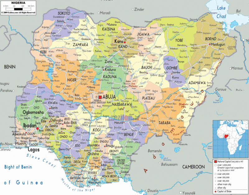 political map of Nigerian