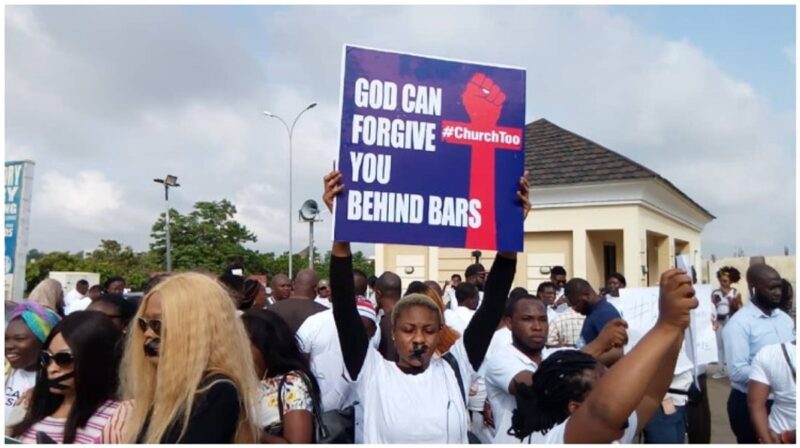 Protest in Abuja over rape allegations against COZA pastor Fatoyinbo