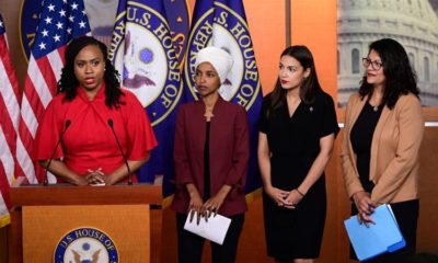 US Reps Ayanna Pressley Ilhan Omar Alexandria Ocasio Cortez and Rashida Tlaib hold a news conference following President Donald Trumps attacks on them