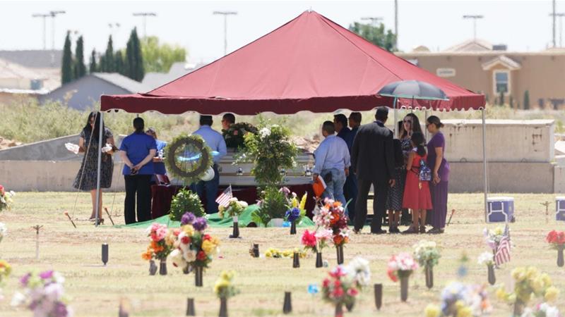 Family and friends gather for Jordan Anchondos funeral service at Evergreen Cemetery in El Paso Texas on Saturday
