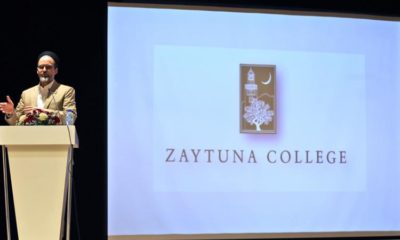 Sheikh Hamza Yusuf speaks during a fund raising event at the Alliance Francis in Dubai United Arab Emirates