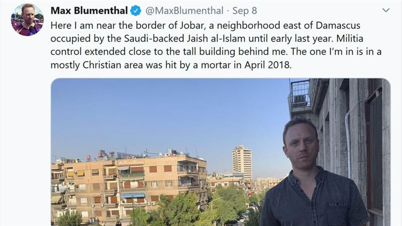 American journalist Max Blumenthal travelled with a group of journalists and activists to Damascus