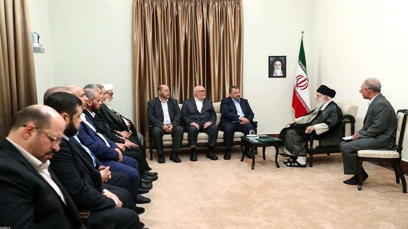 Supreme Leader of Iran, Ali Khamenei meets Saleh al-Arouri, deputy leader of Hamas, in Tehran on July 22, 2019 [Anadolu Agency]