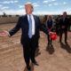 US President Donald Trump visits the US Mexico border in Calexico California on April 5