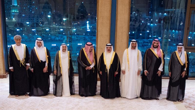 GCC leaders pose for a photo during the GCC summit in Mecca Saudi Arabia