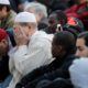 Muslims pray during Friday prayers in the street in front of the city hall of Clichy near Paris France