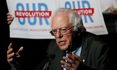 US Senator Bernie Sanders speaks at a Our Revolution rally in Boston Massachusetts