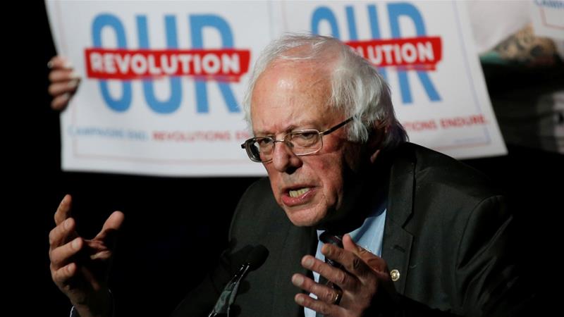 US Senator Bernie Sanders speaks at a Our Revolution rally in Boston Massachusetts