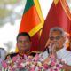 Sri Lankas President Gotabaya Rajapaksa gestures while addressing the nation at the presidential swearing in ceremony in Anuradhapura on November 18
