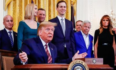 US President Donald Trump after he signed an executive order on anti Semitism during a Hanukkah reception at the White House in Washington