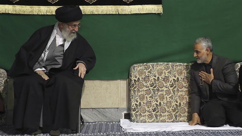General Qassem Soleimani greets Supreme Leader Ayatollah Ali Khamenei during a religious ceremony in a mosque at his residence in Tehran Iran on March 27 2015
