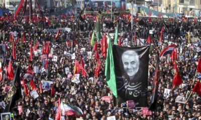 Mourners attend a funeral ceremony for General Qassem Soleimani who was killed in Iraq in a US drone strike in the city of Kerman Iran on January 7 2020