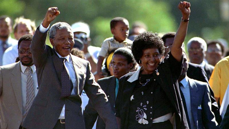On February 11 1990 Nelson Mandela was freed from detention after 27 years as a political prisoner