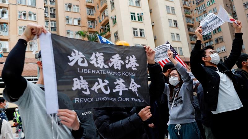 People march to protest against the governments plan to set up a quarantine site close to their community amid the Wuhan coronavirus outbreak in Hong Kong China Feb 2 2020