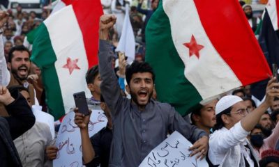 Supporters of PTM chant slogans during a country wide protest over the arrest of their leader Manzoor Pashteen in Karachi Pakistan on January 28 2020