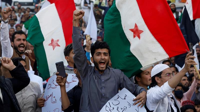 Supporters of PTM chant slogans during a country wide protest over the arrest of their leader Manzoor Pashteen in Karachi Pakistan on January 28 2020