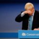 UK Prime Minister Boris Johnson reacts as he gives a closing speech at the Conservative Party annual conference in Manchester Britain October 2 2019