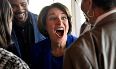 US Democratic presidential candidate Senator Amy Klobuchar greets people at the Nevada Black Legislative Caucus Black History Brunch in Las Vegas Nevada February 16 2020