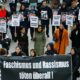 Protesters demonstrate against far right radicalism and racism in Hanau near Frankfurt Germany February 22 2020