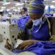 Factory workers begin the production of personal protective gear for local frontline health workers commissioned by the Ghanian government in Accra on April 10 2020
