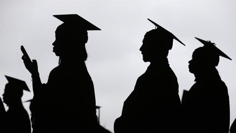 New graduates line up before the start of the Bergen Community College commencement at MetLife Stadium in East Rutherford New Jersey on May 17 2018