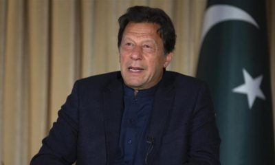 Pakistans Prime Minister Imran Khan speaks to The Associated Press news agency in Islamabad Pakistan Monday March 16 2020