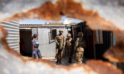 Soldiers and police patrol in Khayelitsha South Africa as authorities attempt to enforce a 21 day nationwide lockdown aimed at limiting the spread of the new coronavirus