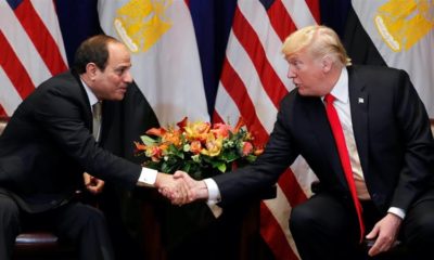 US President Donald Trump shakes hands with Egypts President Abdel Fattah el Sisi as they hold a bilateral meeting in New York US September 24 2018