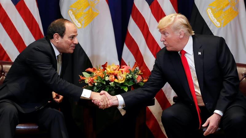 US President Donald Trump shakes hands with Egypts President Abdel Fattah el Sisi as they hold a bilateral meeting in New York US September 24 2018