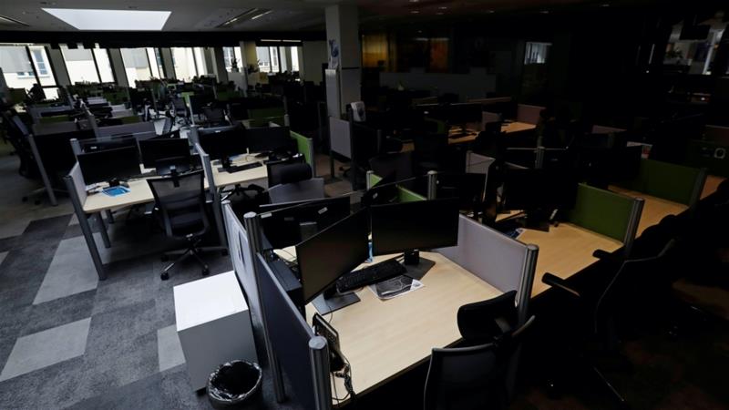 An empty office is seen in Prague Czech Republic amid the coronavirus pandemic May 4 2020