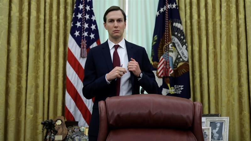 President Donald Trumps son in law Jared Kushner attends a coronavirus response meeting in the Oval Office at the White House on April 30 2020