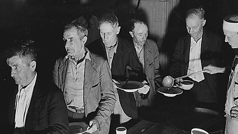 Unemployed men at Volunteers of America Soup Kitchen Washington 1936
