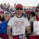 A member of the audience wears a shirt that reads Proud to Be A Trump Deplorable as President Trump speaks at a rally in Murphysboro IllinoisUS Oct 27 2018