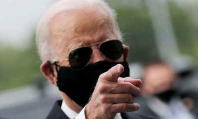 Democratic US presidential candidate and former Vice President Joe Biden is seen wearing a face mask amid the COVID 19 pandemic in New Castle Delaware US on May 25 2020