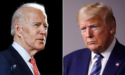 In this combination of file photos former Vice President Joe Biden speaks in Delaware and President Donald Trump speaks at the White House in Washington DC