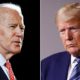 In this combination of file photos former Vice President Joe Biden speaks in Delaware and President Donald Trump speaks at the White House in Washington DC