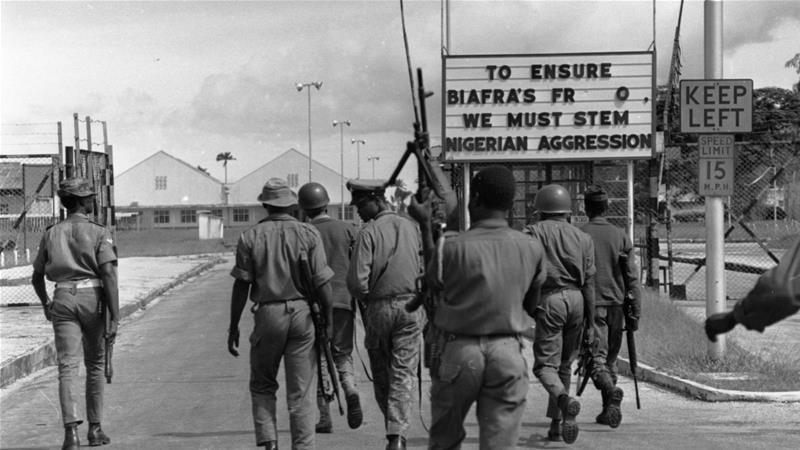 Nigerian troops entering Port Harcourt during the Biafran War in 1968