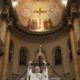 Don Angelo Riva who lost his father to the coronavirus outbreak leads a mass in an empty church in Carenno Italy on April 2 2020