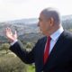 Israeli Prime Minister Benjamin Netanyahu delivers a statement overlooking the Israeli settlement of Har Homa in Israeli occupied West Bank on February 20 2020