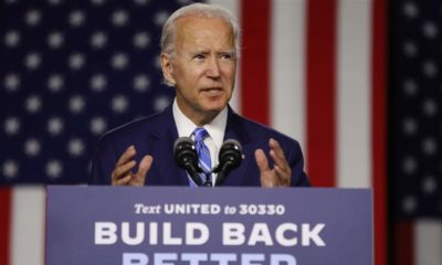 Joe Biden speaks about his Build Back Better clean energy economic plan in Wilmington Delaware on July 14