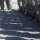 US Marines stand guard during a change of command ceremony in the Shorab military camp Helmand province Afghanistan Jan 15 2018