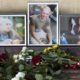 Flowers are placed by portraits of slain journalists Alexander Rastorguyev Kirill Radchenko and Orkhan Dzhemal at the Russian Journalists Union in Moscow on August 1 2018