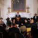 President Barack Obama speaks as he hosts an Iftar dinner during the Muslim holy month of Ramadan in the State Dining Room at the White House in Washington on July 14 2014
