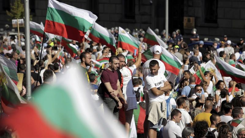 Protester gather in the biggest anti government protest of the past two months in central Sofia on September 2 2020